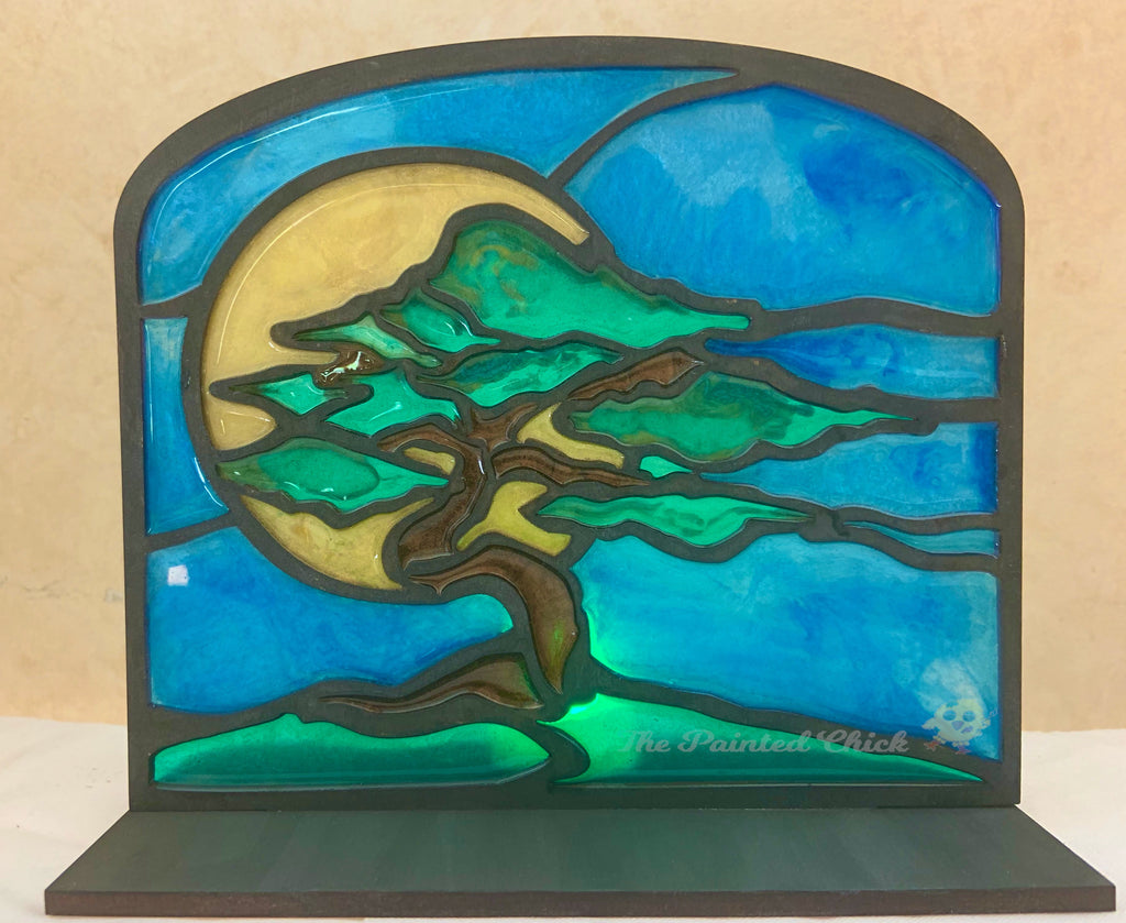 stained glass bonsai tree Faux Stained Glass Bonsai