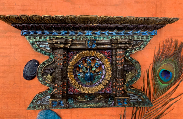 Nepal Wooden Peacock Window