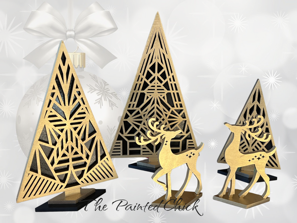 Art Deco Christmas Tree Set of 3