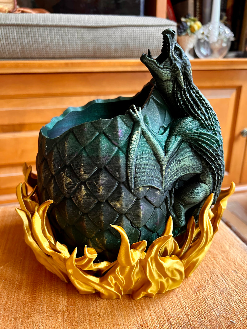Dragon Egg Planter and Flame Tray