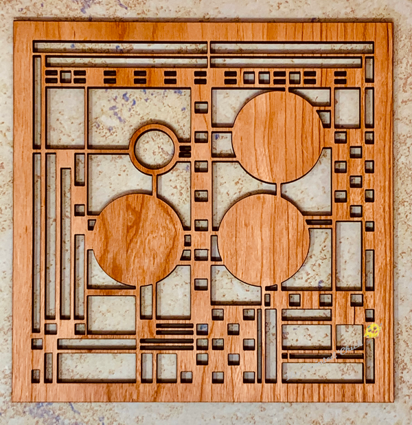 Frank Lloyd Wright styled trivet and coaster set