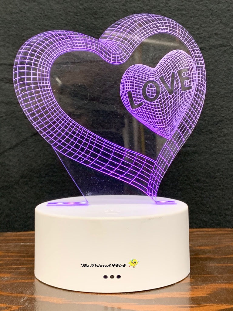 "3D" Heart Acrylic Light