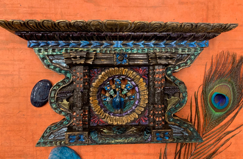 Nepal Wooden Peacock Window