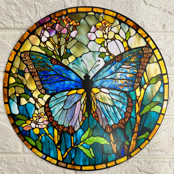 Faux Stained Glass Butterfly Door Decor